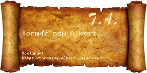 Tormássy Albert névjegykártya